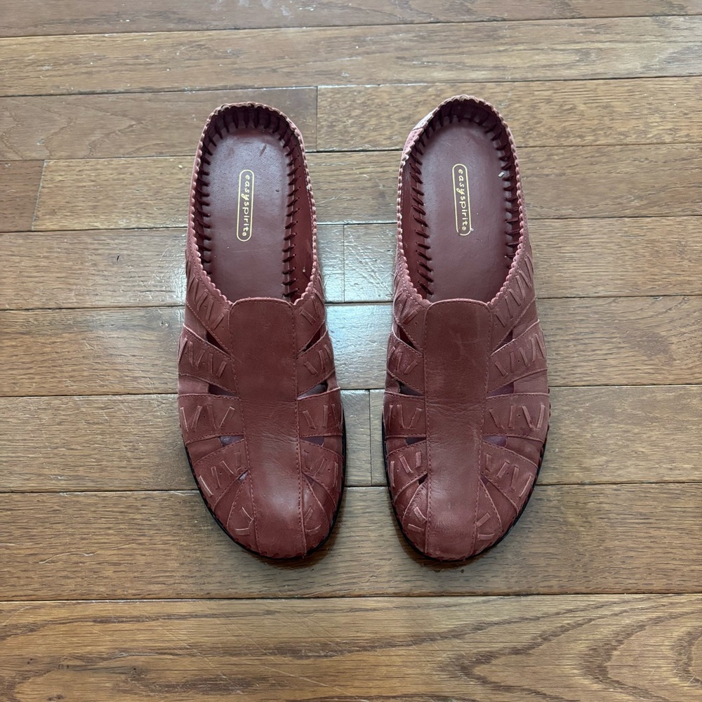 Vintage 90’s Mauve Genuine Leather Slip On Mules
